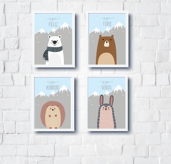 Quadros Infantil Animais Montanhas Seja