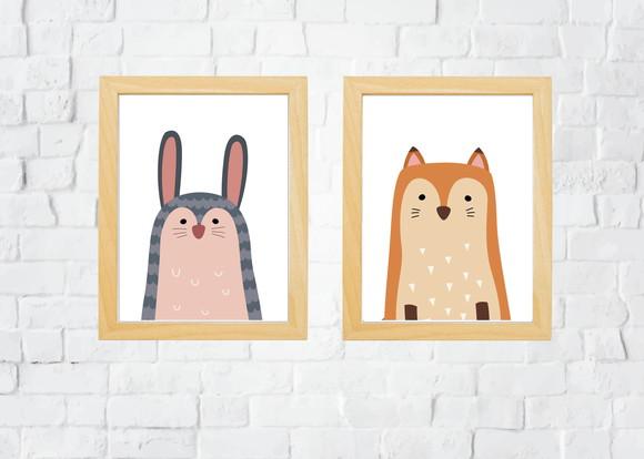 Quadros Infantil Animais Nórdicos A4