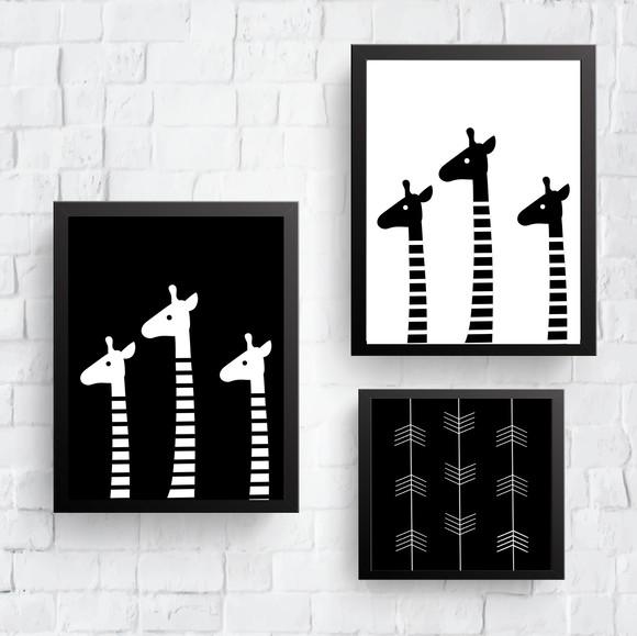 Quadros Infantil Escandinavo Girafas e Flechas