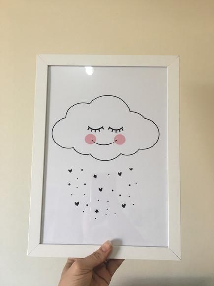 Quadros Infantil Escandinavo Nuvem Ursinho A4