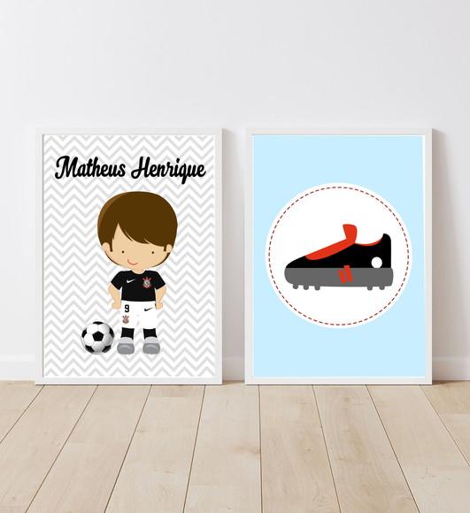 Quadros Infantil Jogador Futebol Nome e Chuteira A4
