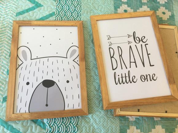Quadros Infantil Leão Raposa Tigre e Nome Personalizado