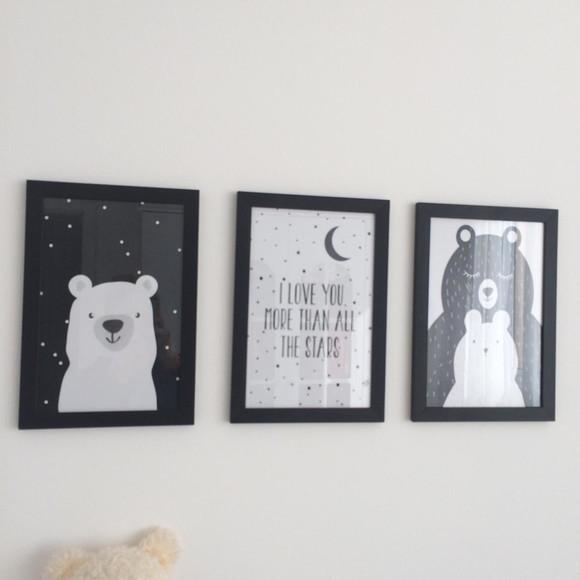 Quadros Infantil Mamãe Urso e Coelho Escandinavo A4
