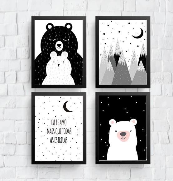 Quadros Infantil Mamãe Urso Montanhas Escandinavas