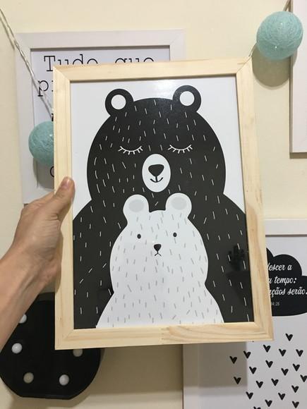 Quadros Infantil Mamãe Urso e Coelho Escandinavo A4