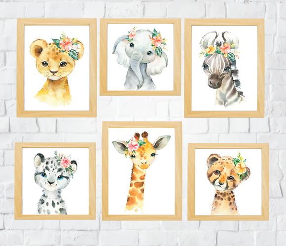 Quadros Infantil Menina Animais Safari Baby