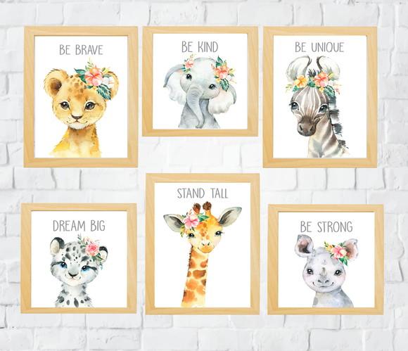 Quadros Infantil Menina Animais Safari Baby