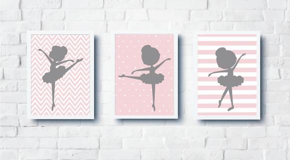 Quadros Infantil Menina Bailarinas A4