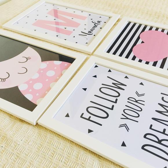Quadros Infantil Menina Nome Borboleta e Árvore