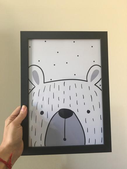 Quadros Infantil Menina Nome Coelho Urso Panda e Love