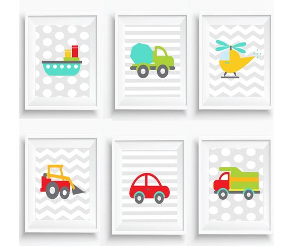 Quadros Infantil Menino Transportes Brinquedos