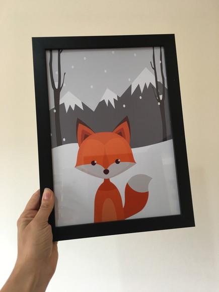 Quadros Infantil Montanhas Raposa Be Brave A4