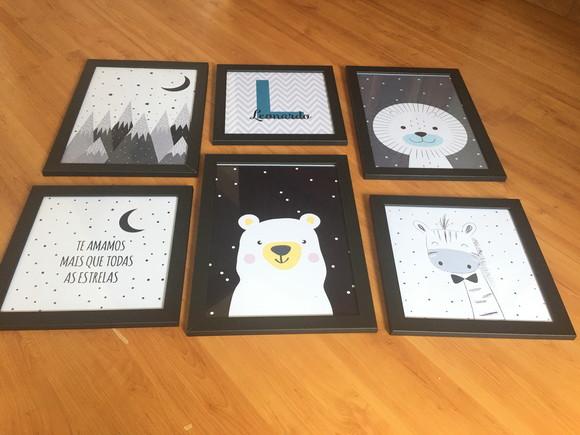 Quadros Infantil Montanhas Urso Raposa Be Brave