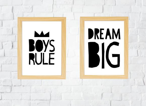 Quadros Infantil Roys Rule e Dream Big A4