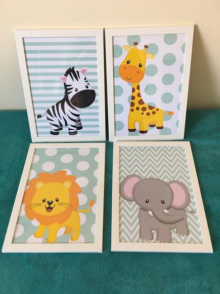 Quadros Infantil Urso Polar Girafa Panda Leão Coelho