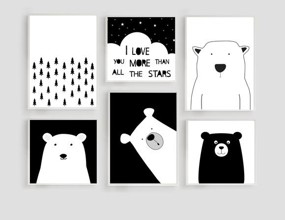 Quadros Infantil Ursos Escandinavos e Nuvem I Love You More