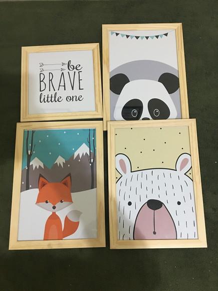 Quadros Infantil Ursos Tigre e Leão Escandinavo