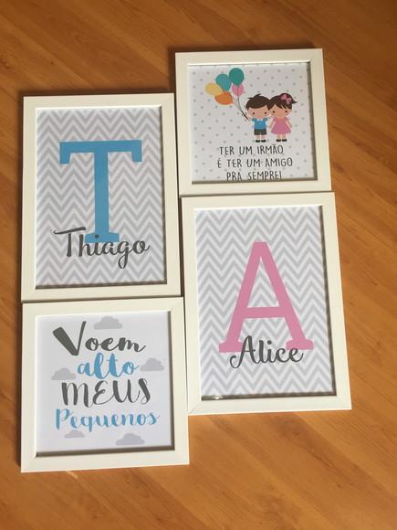 Quadros Menina Balão Nuvem Sonhe Alto