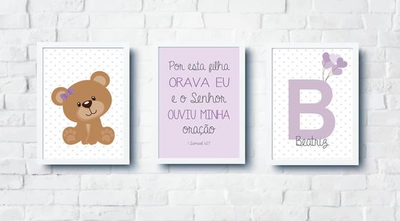 Quadros Ursa Versículo Nome Personalizado A4