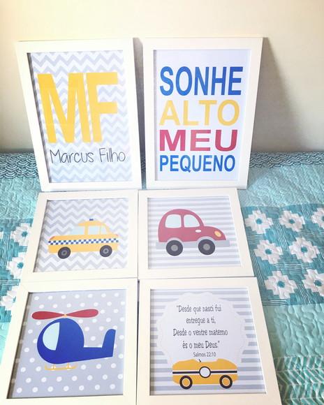 Quadros Ursinho Aviador Nome Personalizado A4