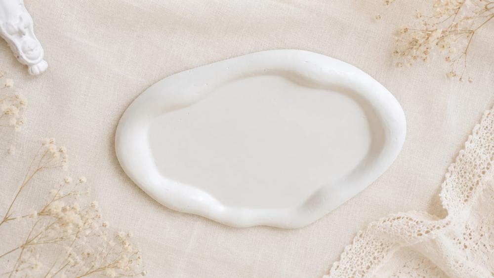 Bandeja Organica Nuvem Cimento Branco  24 cm