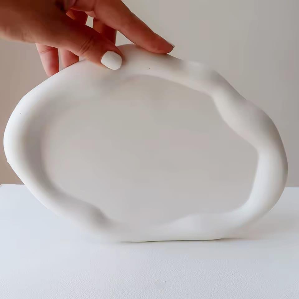 Bandeja Organica Nuvem Cimento Branco  24 cm