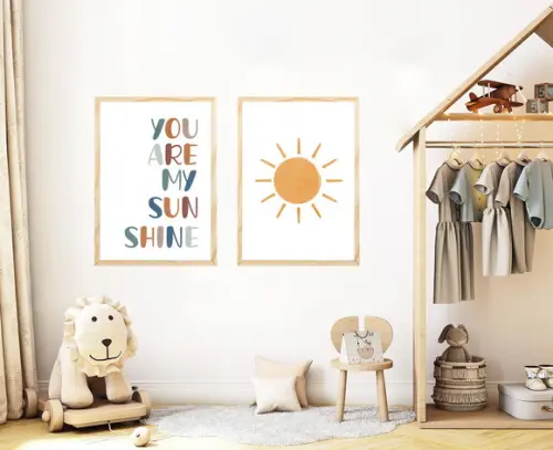 Conj 2 Quadros Sunshine e Sol Boho A3