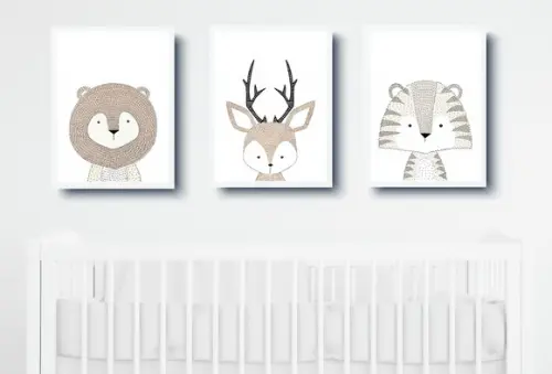 Kit Quadros Infantil Animais Escandinavos A3
