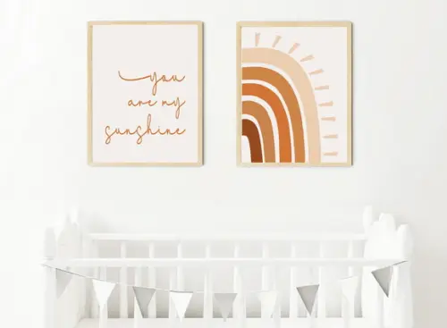 Kit Quadros Infantil Boho Sunshine e Arco Íris A4