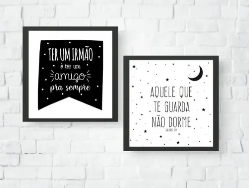 Kit Quadros Infantil Escandinavo Frase Irmão e Salmos 121