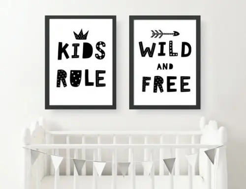 Kit Quadros Infantil Escandinavo Kids Rule e Wild And Free
