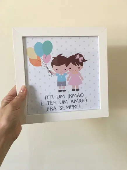 Kit Quadros Infantil Irmãos Meninos Balões e Nomes