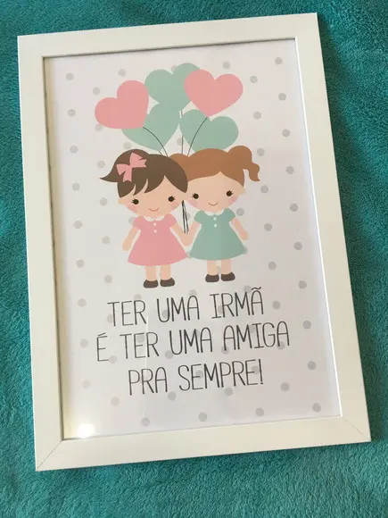 Kit Quadros Infantil Irmãs Balões e Nomes