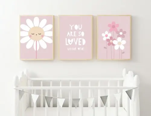 Kit Quadros Infantil Margaridas You Are So Loved A3