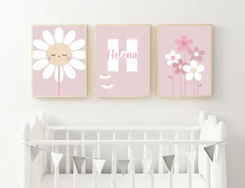 Kit Quadros Infantil Margaridas You Are So Loved A3