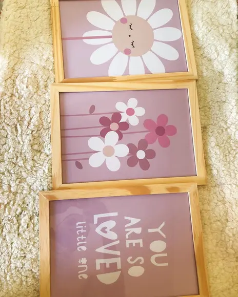 Kit Quadros Infantil Menina Flores Arco Íris e Nome A4