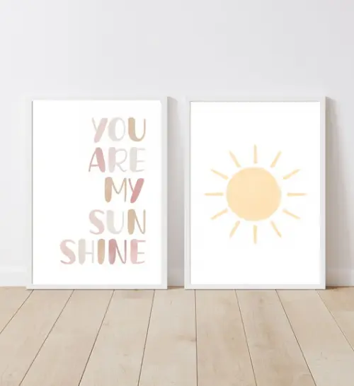 Kit Quadros Infantil Menina Sunshine e Sol A3