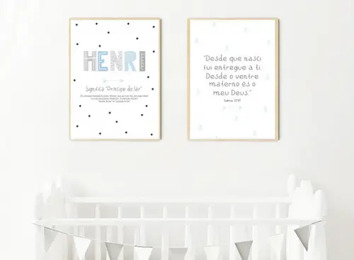 Kit Quadros Infantil Nome Personalizado e Versículo A3