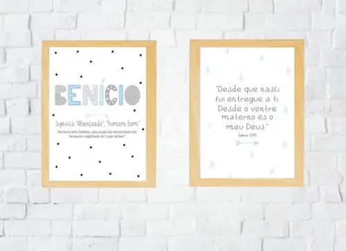 Kit Quadros Infantil Nome Personalizado E Versículo A4