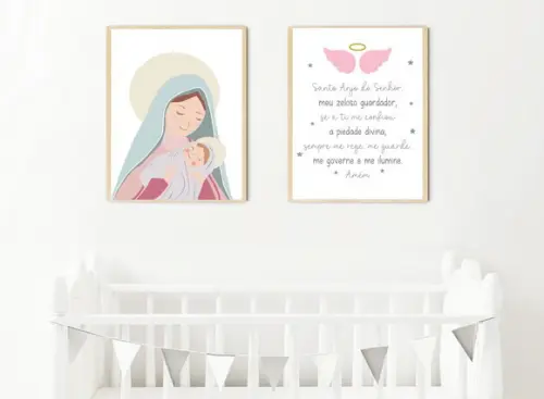 Kit Quadros Infantil Nossa Senhora e Oração Anjo A3
