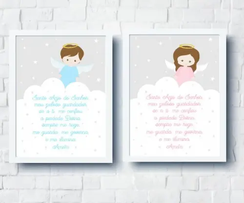 Kit Quadros Infantil Oração Anjo da Guarda A4