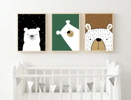 Kit Quadros Infantil Ursos Escandinavos Baby A3