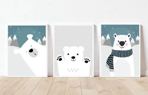 Kit Quadros Infantil Ursos Polares A4