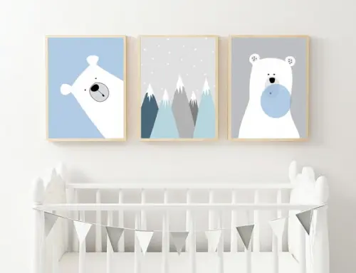 Kit Quadros Infantil Ursos Polares e Montanhas A4
