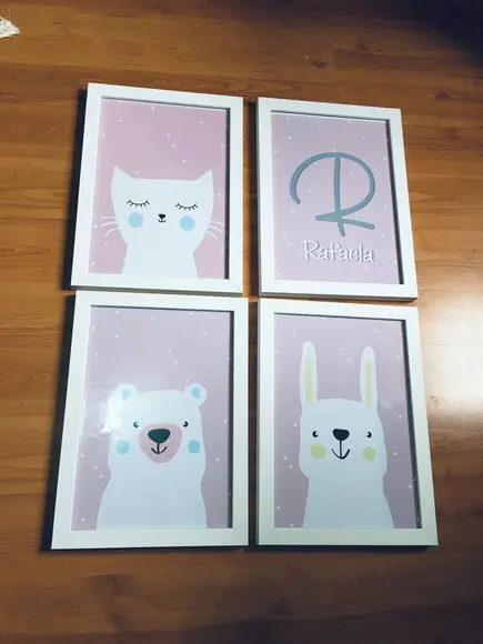 Kit Quadros Nuvem Estrela e Be Happy A4