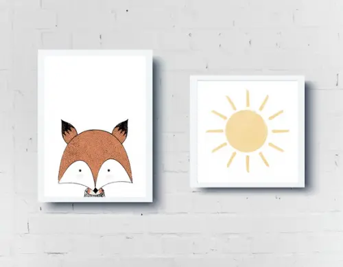 Kit Quadros Quarto Infantil Raposa e Sol