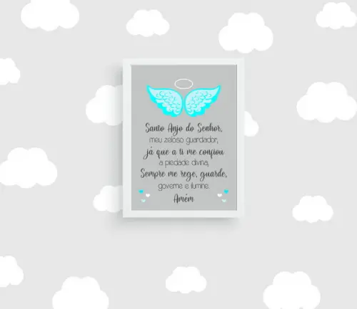 Quadro Bebê Menino Oração Anjo da Guarda