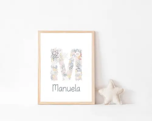 Quadro Infantil Inicial Floral Personalizado