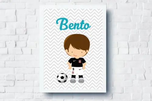 Quadro Infantil Jogador Futebol c Nome A4