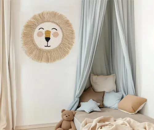 Enfeite Pendurar Leão em Crochê - Boho Infantil
